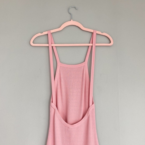 NWT Zeynep Arcay Halter Neck Vintage Rose Backless Slit Midi Knit Dress - Picture 6 of 7